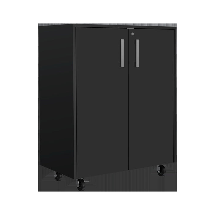 Wall mounted Accent Cabinet With Nine Shelves And Three Drawers - Black