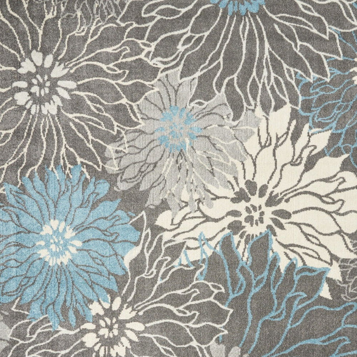 9' x 12' Floral Power Loom Area Rug - Charcoal