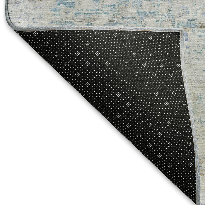 10' X 14' Floral Medallion Washable Area Rug With UV Protection (695570) - Beige / Blue / Gray