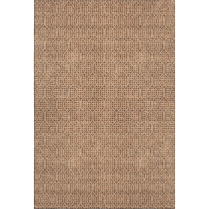 10' X 14' Geometric Washable Area Rug With UV Protection (673651) - Rust / Ivory