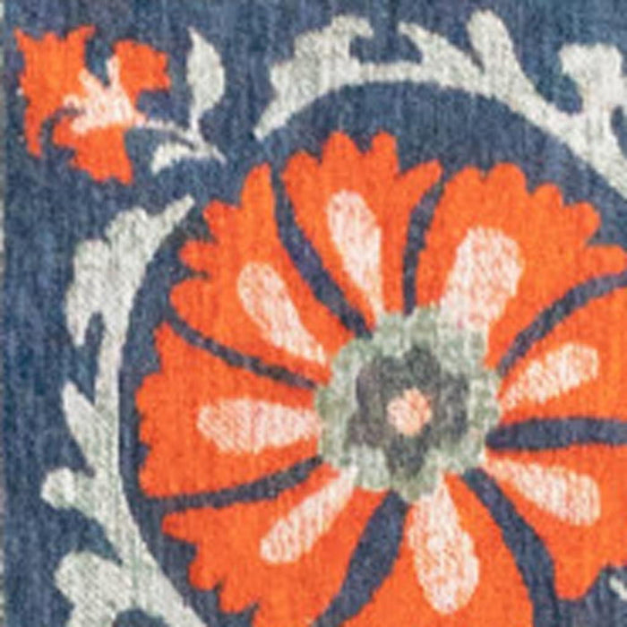 9' X 13' Tribal Washable Area Rug With UV Protection (610059) - Blue / Orange / Gray
