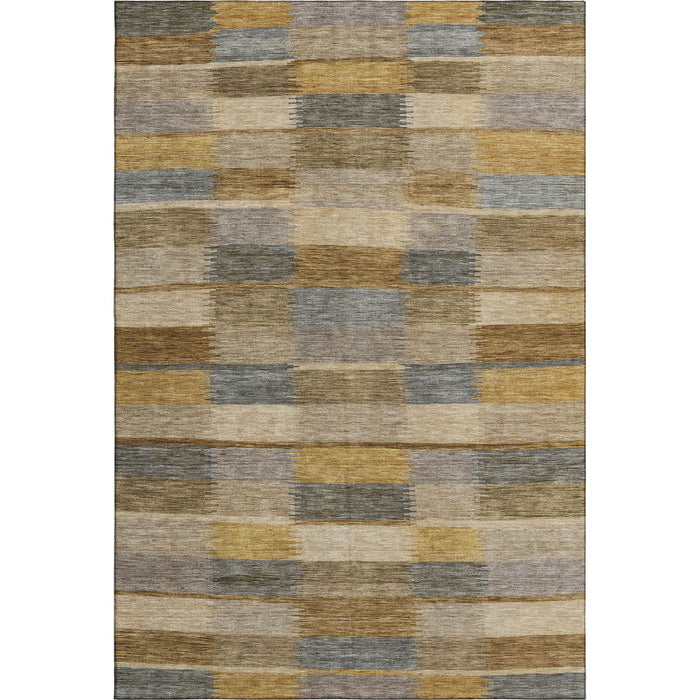 10' X 14' Striped Washable Area Rug With UV Protection (695312) - Brown / Beige / Gray