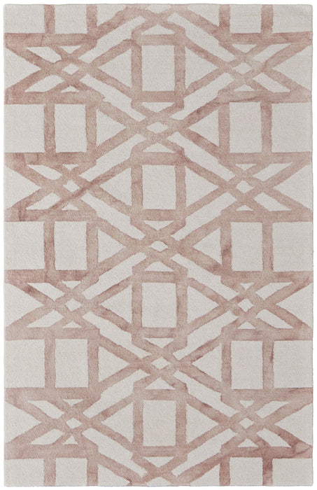 9' x 13' Wool Geometric Hand Tufted Area Rug - Ivory Pink And Tan