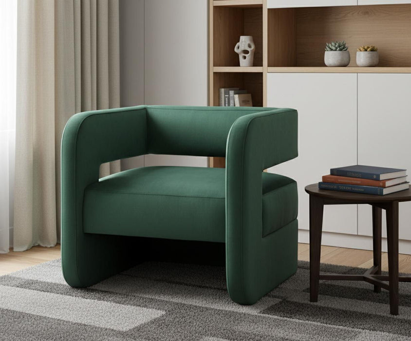 Modern Velvet U Shaped Chair - Green