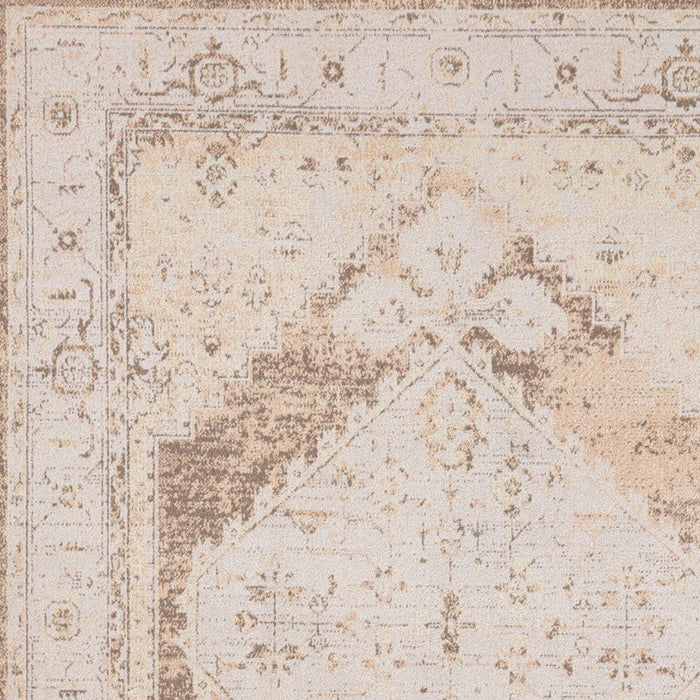 5' X 7' Floral Distressed Area Rug (554962) - Beige / Brown