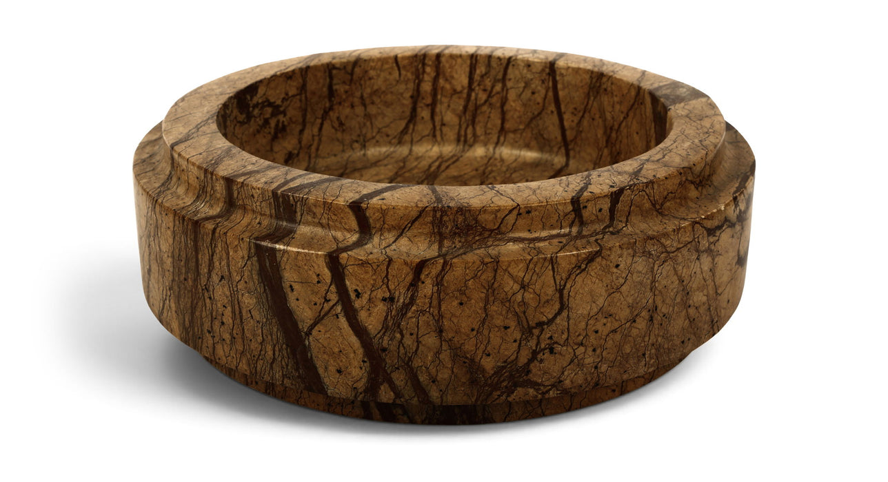 Marble bowl from Meridian Furniture's Parsons collection, showcasing a smooth, polished genuine marble surface and rounded shape.