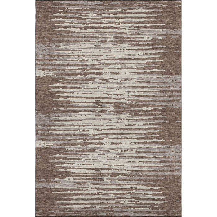 10' X 14' Striped Washable Area Rug With UV Protection (670537) - Brown / Ivory