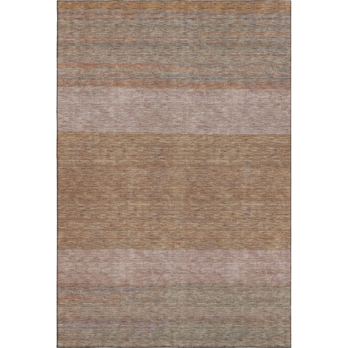 10' X 14' Striped Washable Area Rug With UV Protection (695132) - Salmon / Rust / Gray