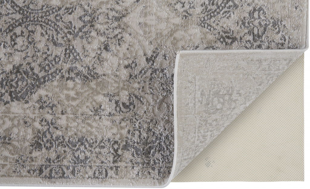 10' x 13' Abstract Stain Resistant Area Rug - Ivory Gray And Black