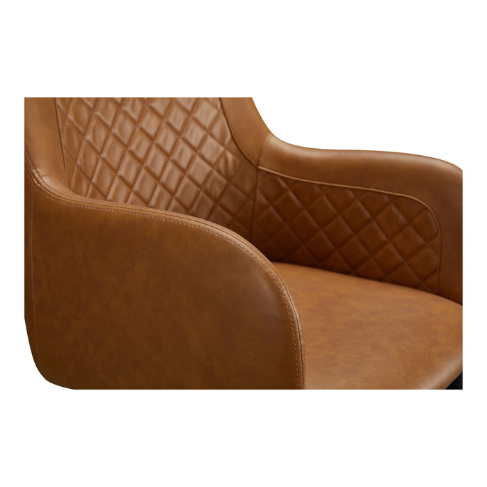 Tufted And Upholstered Faux Leather Dining Arm Chairs (Set of 2) - Tan / Black