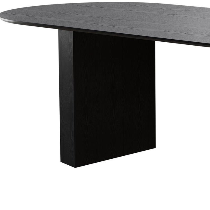 86" Wooden Double Pedestal Base Oval Dining Table - Black