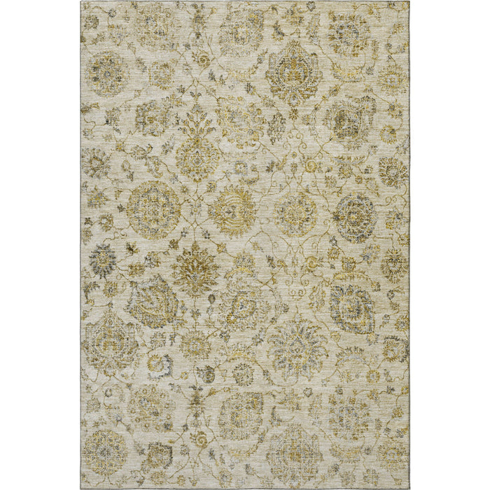 10' X 14' Damask Washable Area Rug With UV Protection (705119) - Beige / Wheat