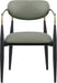 Black-legged Meridian Furniture Ronda vegan leather upholstered dining arm chair with sleek design and comfortable cushioning.