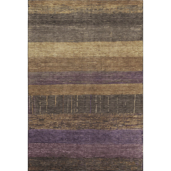 10' X 14' Striped Washable Area Rug With UV Protection (694472) - Brown / Plum / Gold