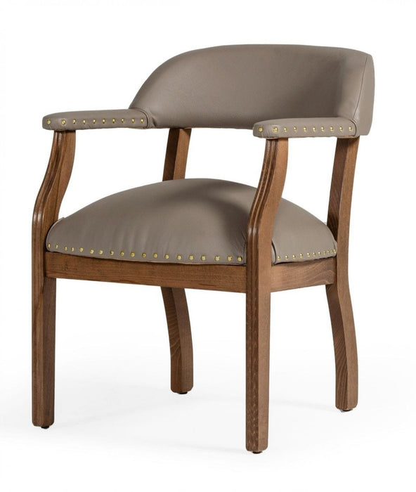 Nailhead Faux Leather Dining Arm Chair - Taupe