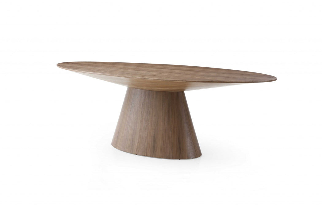 95" Oval Solid Wood Pedestal Base Dining Table - Brown