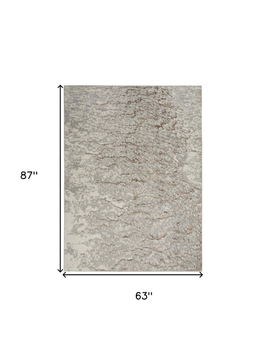 5' X 7' Abstract Area Rug (550601) - Gray / Brown