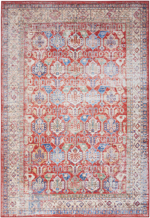 2' X 3' Oriental Distressed Non Skid Area Rug (573901) - Ivory / Red / Blue