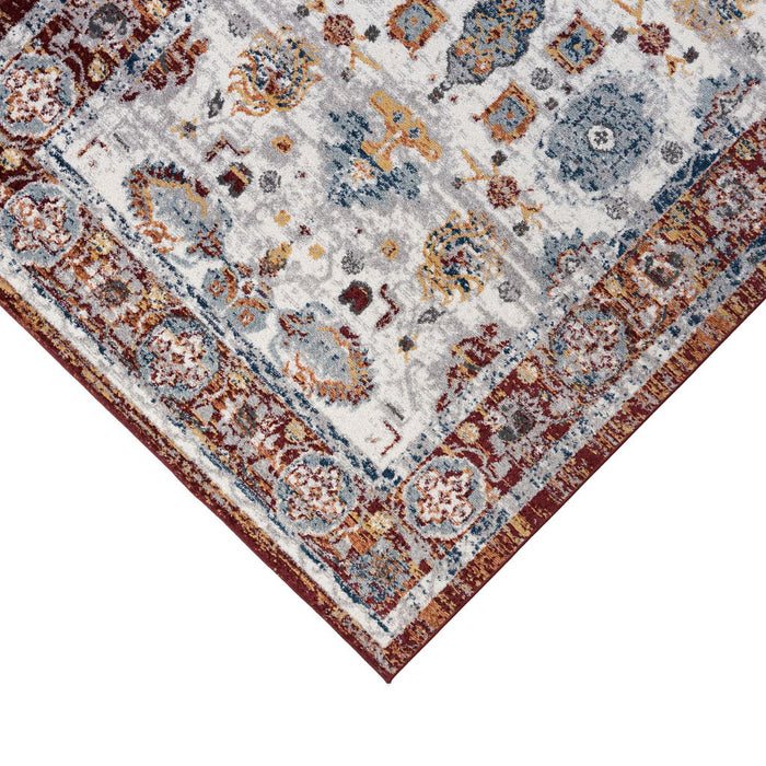9' x 12' Floral Power Loom Area Rug - Ivory Brown And Orange