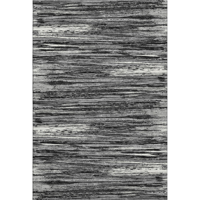 10' X 14' Striped Washable Area Rug With UV Protection (671198) - Black / Ivory