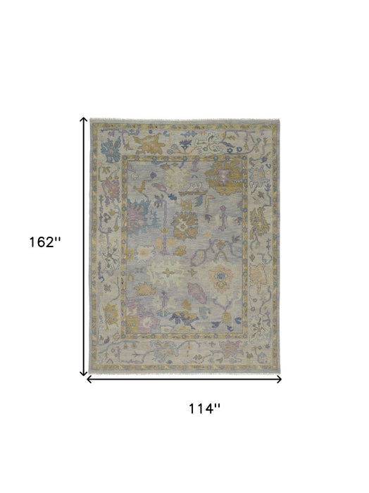 9' X 13' Wool Oriental Hand Knotted Area Rug With Fringe - Purple