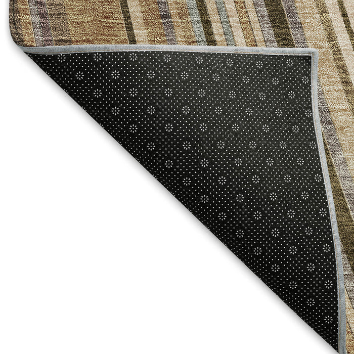 10' X 14' Striped Washable Area Rug With UV Protection (677513) - Taupe / Brown / Beige