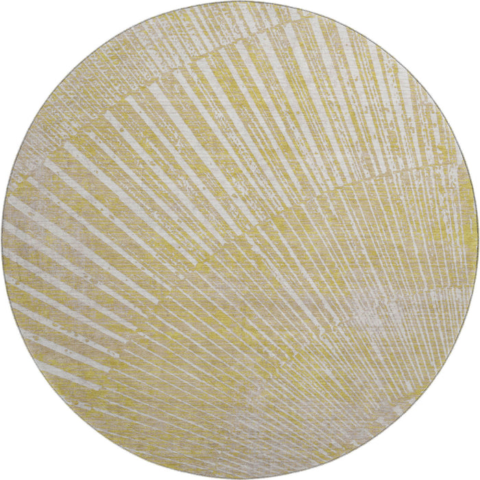 8' Geometric Washable Round Rug With UV Protection (648361) - Wheat / Beige