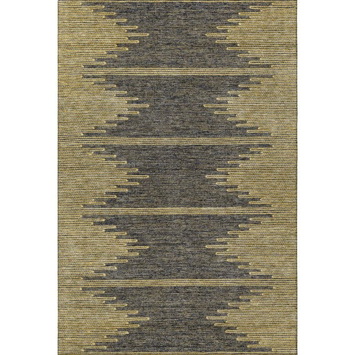 10' X 14' Abstract Washable Area Rug With UV Protection (653701) - Graphite / Gold