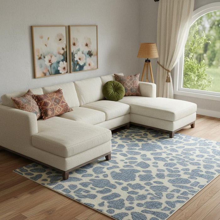 12' X 15' Wool Abstract Hand Tufted Area Rug (722352) - Blue / Ivory
