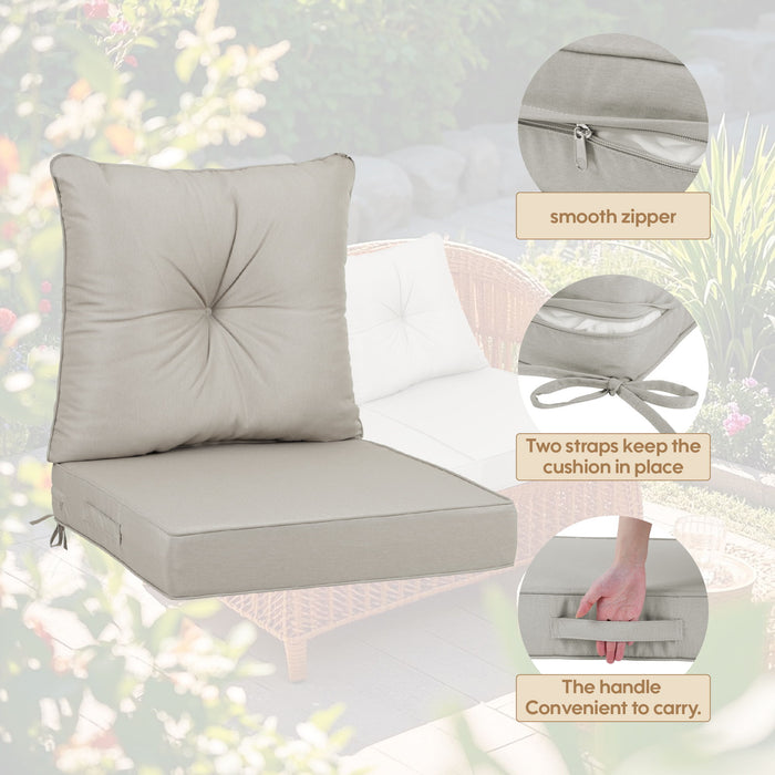 Giga outdoor deep seat cushion set for patio furniture, waterproof beige back and seat cushions, weather-resistant and comfortable