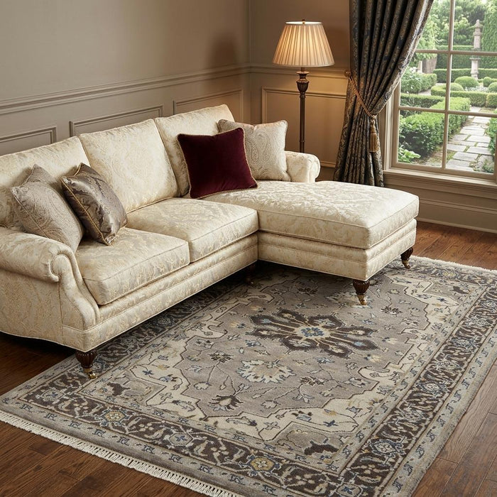 8' X 10' Wool Oriental Hand Knotted Area Rug (744225) - Gray / Taupe / Blue