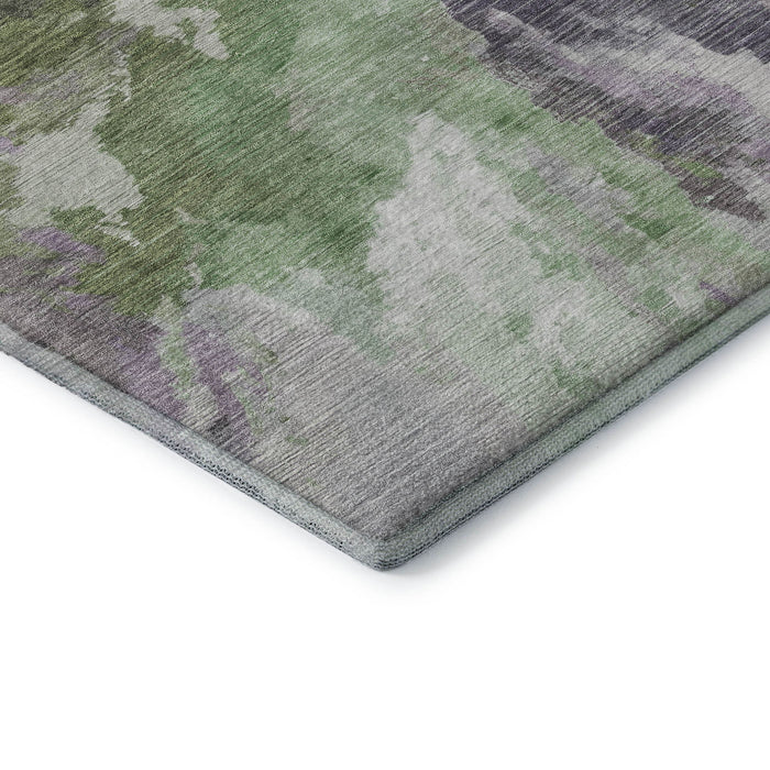 10' X 14' Abstract Washable Area Rug With UV Protection (695444) - Green / Purple / Ivory