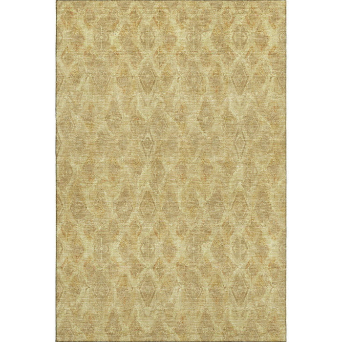10' X 14' Diamond Washable Area Rug With UV Protection (652623) - Gold / Beige