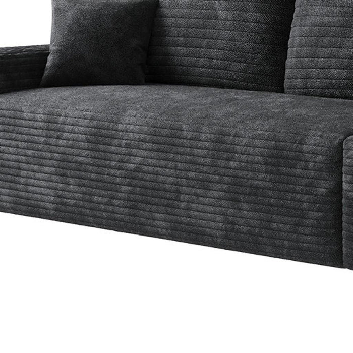 140" Corduroy Modular Compression Foam Sofa With Toss Pillows - Black