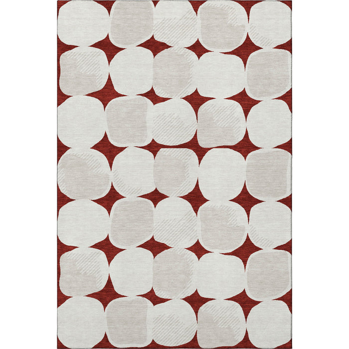 10' X 14' Abstract Geometric Washable Area Rug With UV Protection (669180) - Burgundy / Ivory
