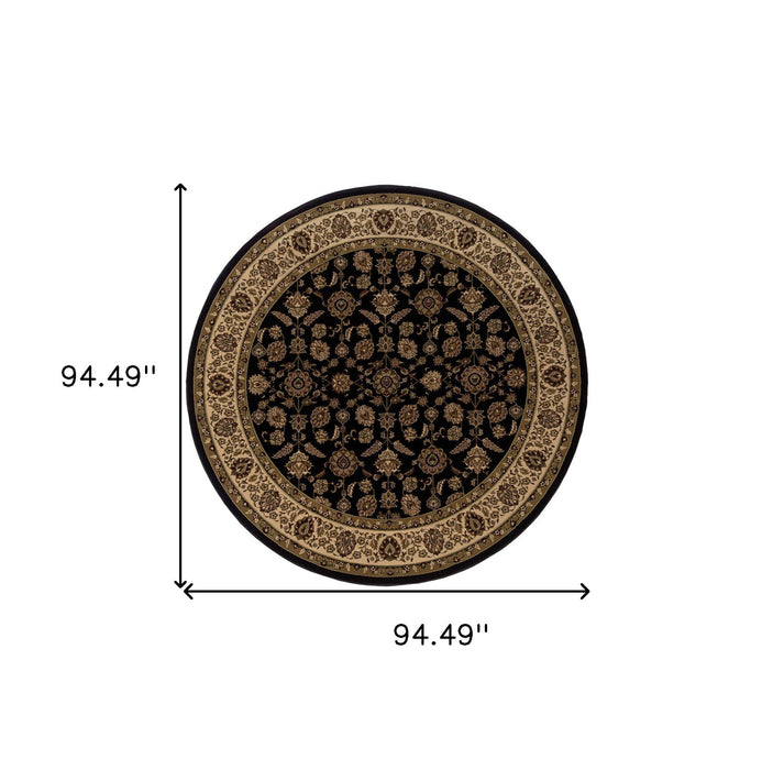 8' Oriental Round Rug - Brown