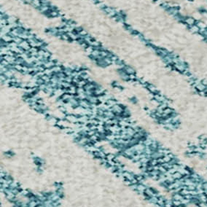 10' X 14' Striped Washable Area Rug With UV Protection - Teal And Ivory