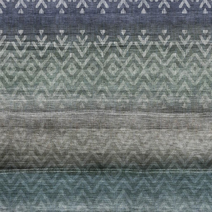 10' X 14' Geometric Washable Area Rug With UV Protection (715645) - Blue / Gray