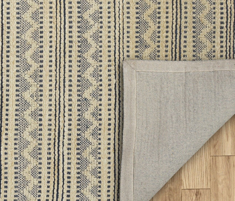 8' x 10' Chevron Striped Area Rug - Blue And Beige