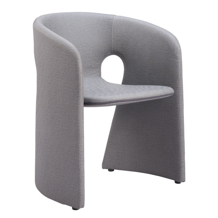 Upholstered In Faux Leather Dining Chair With Arms - Gray