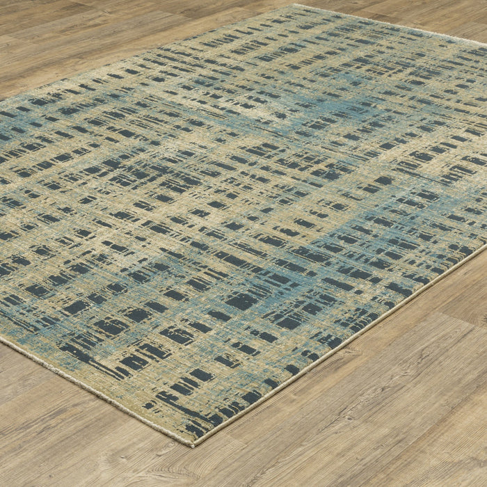 7' X 10' Geometric Area Rug - Beige / Blue
