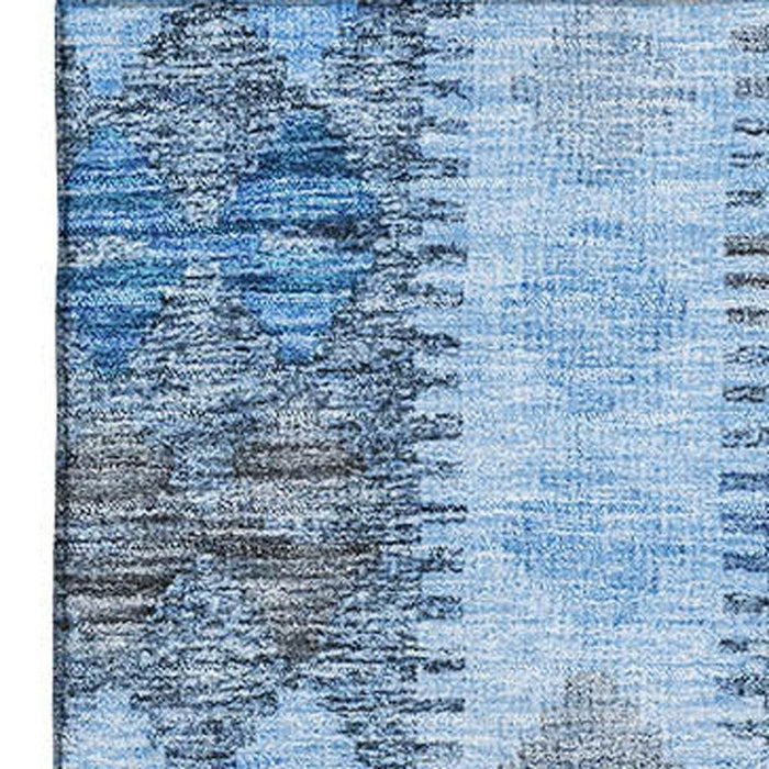 10' X 14' Geometric Washable Area Rug With UV Protection (691842) - Navy Blue / Gray / Silver