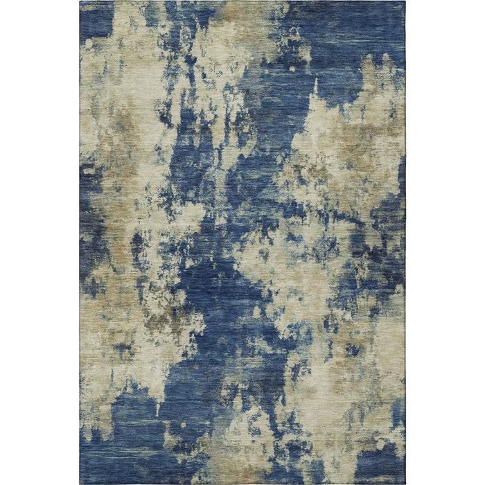 10' X 14' Abstract Washable Area Rug With UV Protection (716960) - Navy Blue / Beige