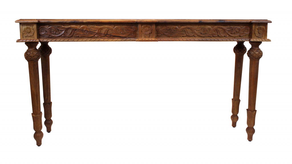 Solid Wood Distressed Console Table - Brown