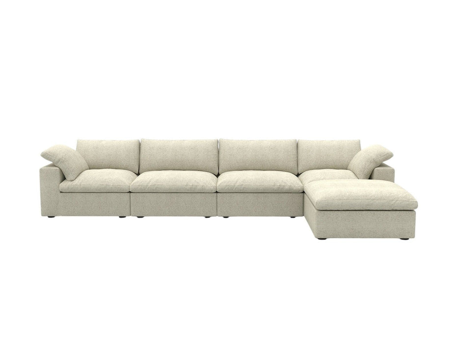 120" 2 Piece Living Room Set Blend Modular Sofa With Ottoman Storage - Khaki