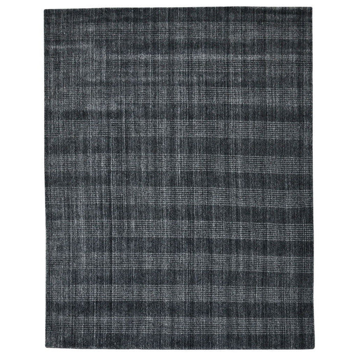 8' X 10' Wool Plaid Hand Woven Area Rug - Charcoal And Gray