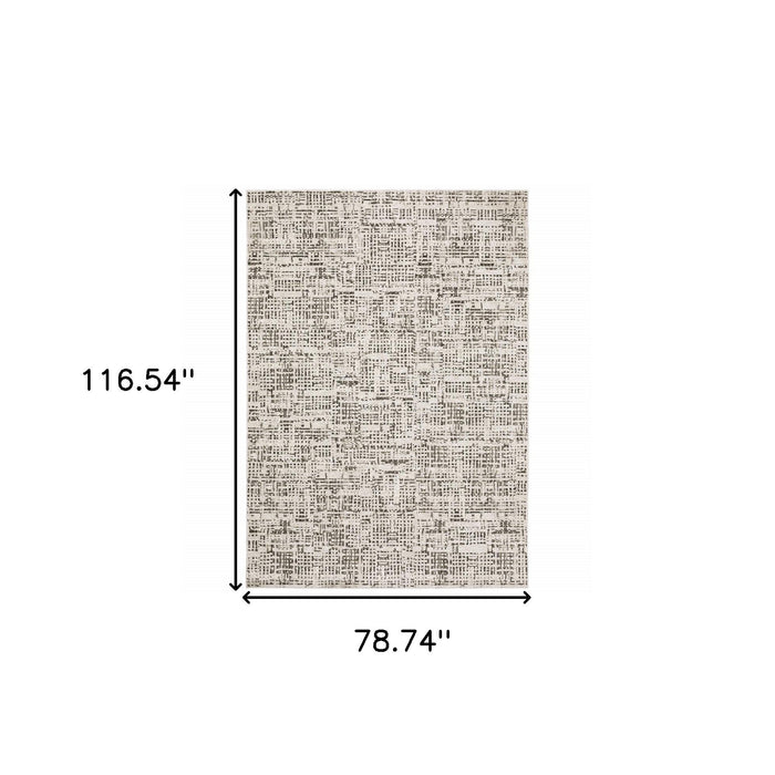 6' x 9' Abstract Power Loom Stain Resistant Area Rug - Ivory Gray Charcoal Brown And Beige