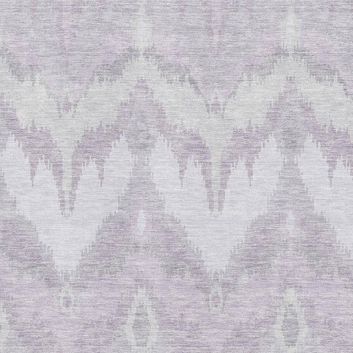 8' X 10' Ikat Washable Area Rug With UV Protection - Lavender And Silver