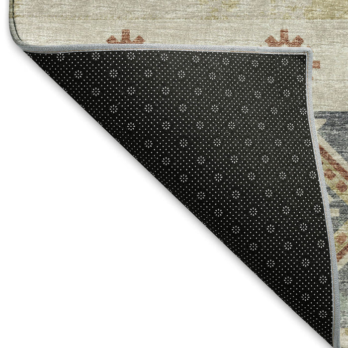 8' Tribal Washable Round Rug With UV Protection - Desert Sand