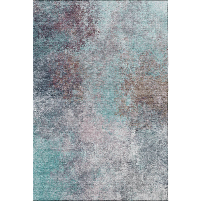 10' X 14' Abstract Washable Area Rug With UV Protection (710586) - Teal / Taupe